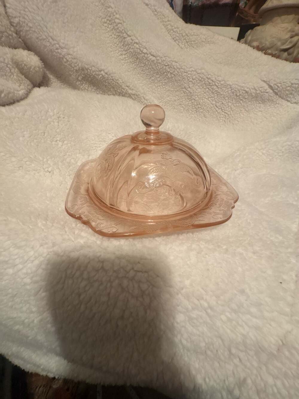 Indiana Glass Madrid Pink Covered Butter Dish